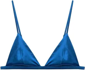 SilRiver Women's Silk Satin Triangle Bralette Soft Cup Wireless Bra Smooth and Comfortable Wire Free Bra Top