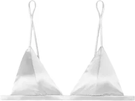 SilRiver Women's Silk Satin Triangle Bralette Soft Cup Wireless Bra Smooth and Comfortable Wire Free Bra Top