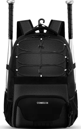 Softball Bag, Lightweight Baseball Backpack with Shoes Compartment, Baseball Bat Bags with Fence Hook for TBall Bat & Equipment, for Batting Mitten, Helmet, for Girls, Boys, Youth, Adults