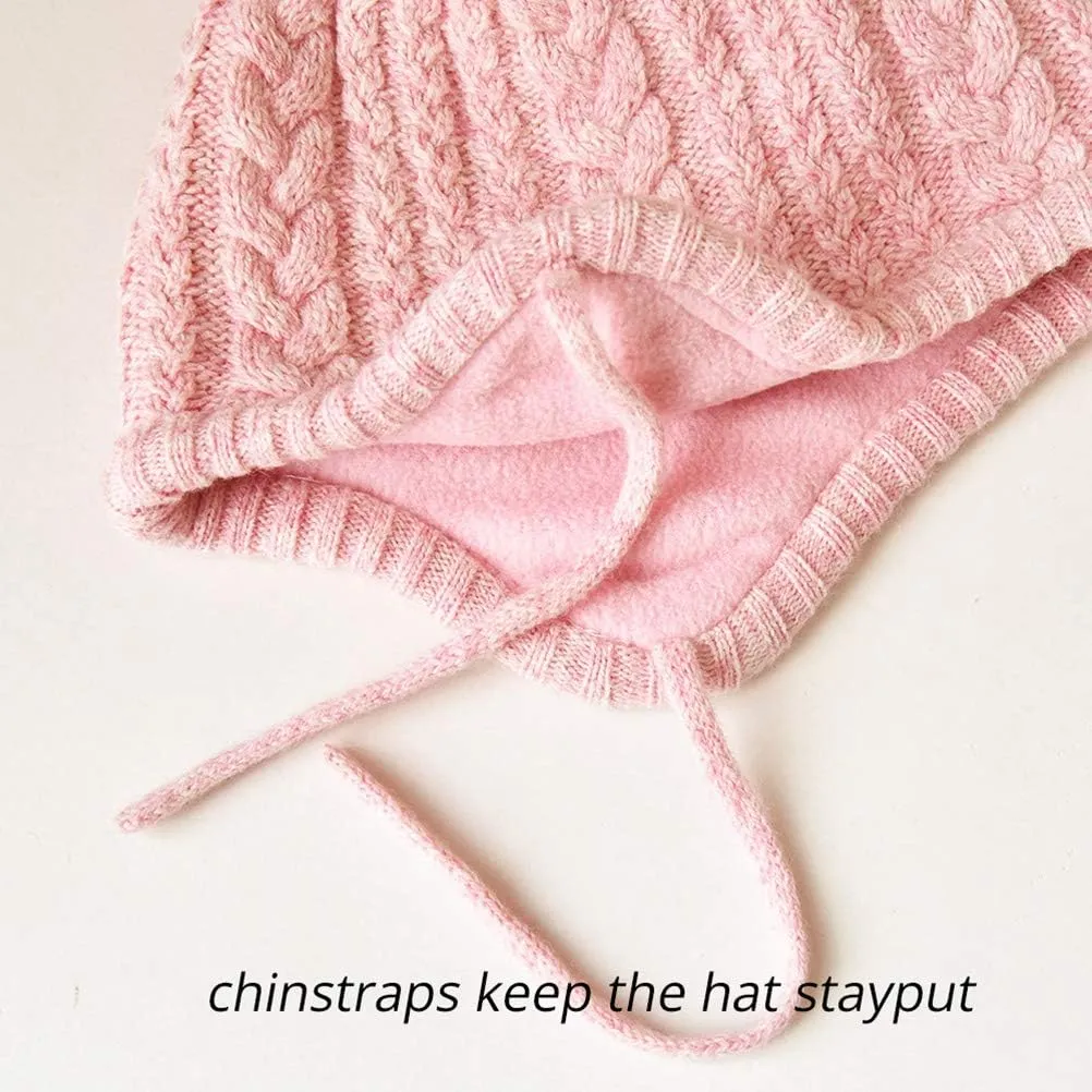 SOMALER Toddler Baby Boys Girls Winter Hat Kids Ear Flap Warm Fleece Lined Knit Beanie Fur Pom Hat