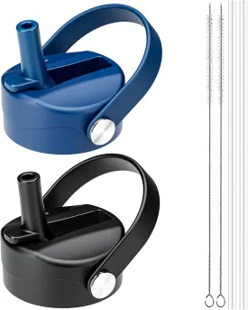 Straw Lid for Hydro Flask Wide Mouth, Lids with Straw for Hydroflask 12 16 18 20 32 40 oz Wide Mouth, Replacement Straw Cap for Hydroflask, Top Sport Bottle Lid (Black/Cobalt)