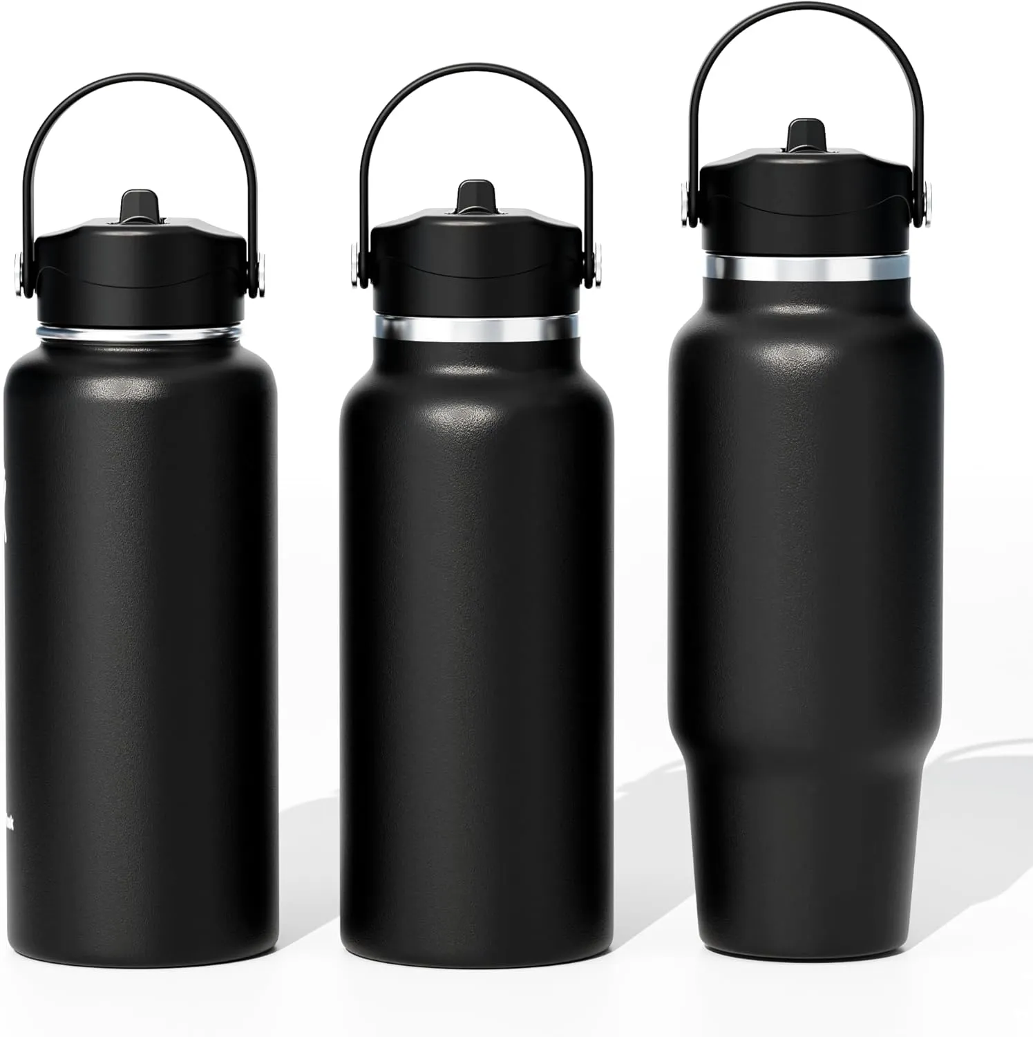 Straw Lid for Hydro Flask Wide Mouth, Lids with Straw for Hydroflask 12 16 18 20 32 40 oz Wide Mouth, Replacement Straw Cap for Hydroflask, Top Sport Bottle Lid (Black/Cobalt)