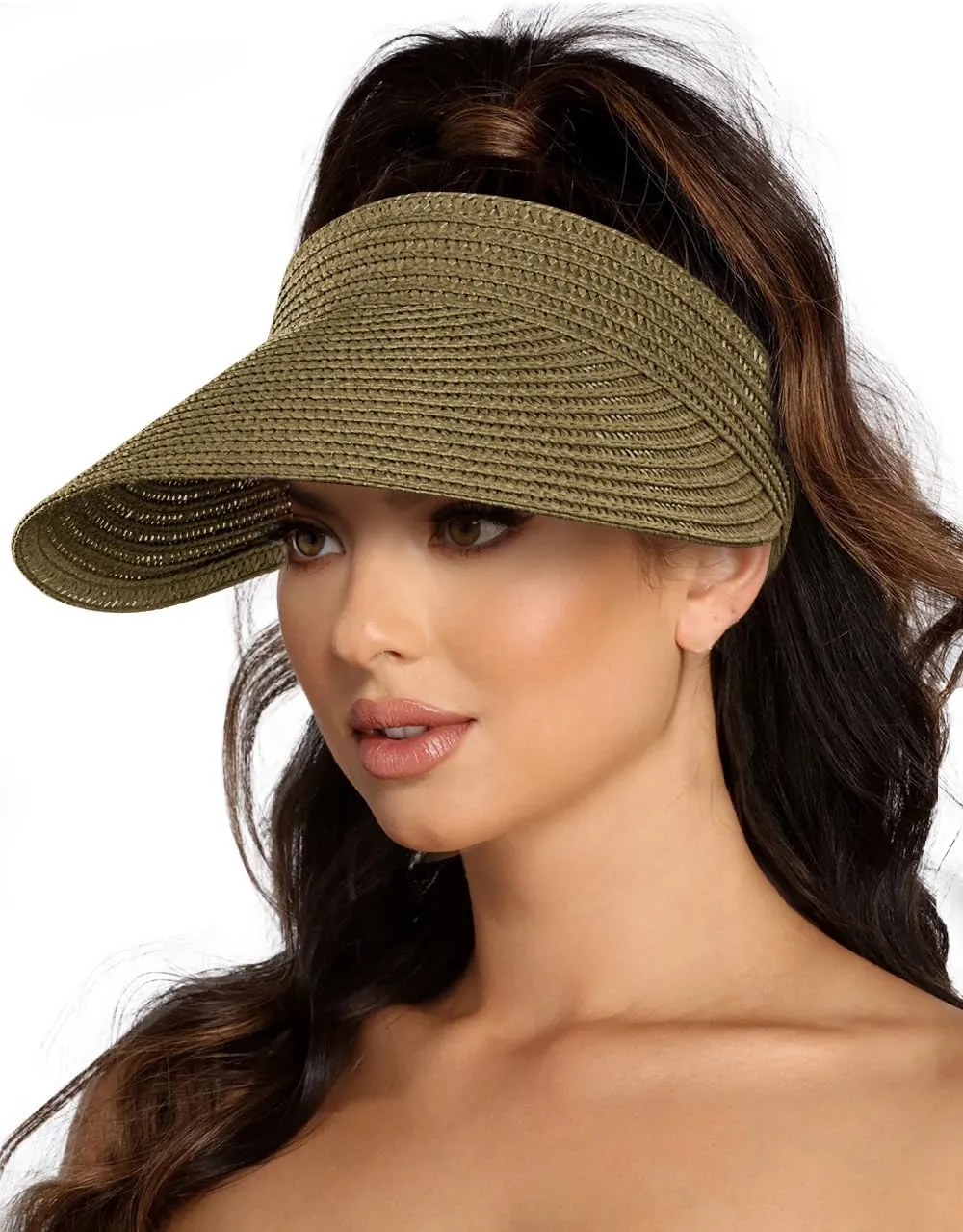 Sun Visor Hats for Women,Beach Sun Hats UPF50  UV Protection Straw Sun Beach Visor Summer Hats Packable