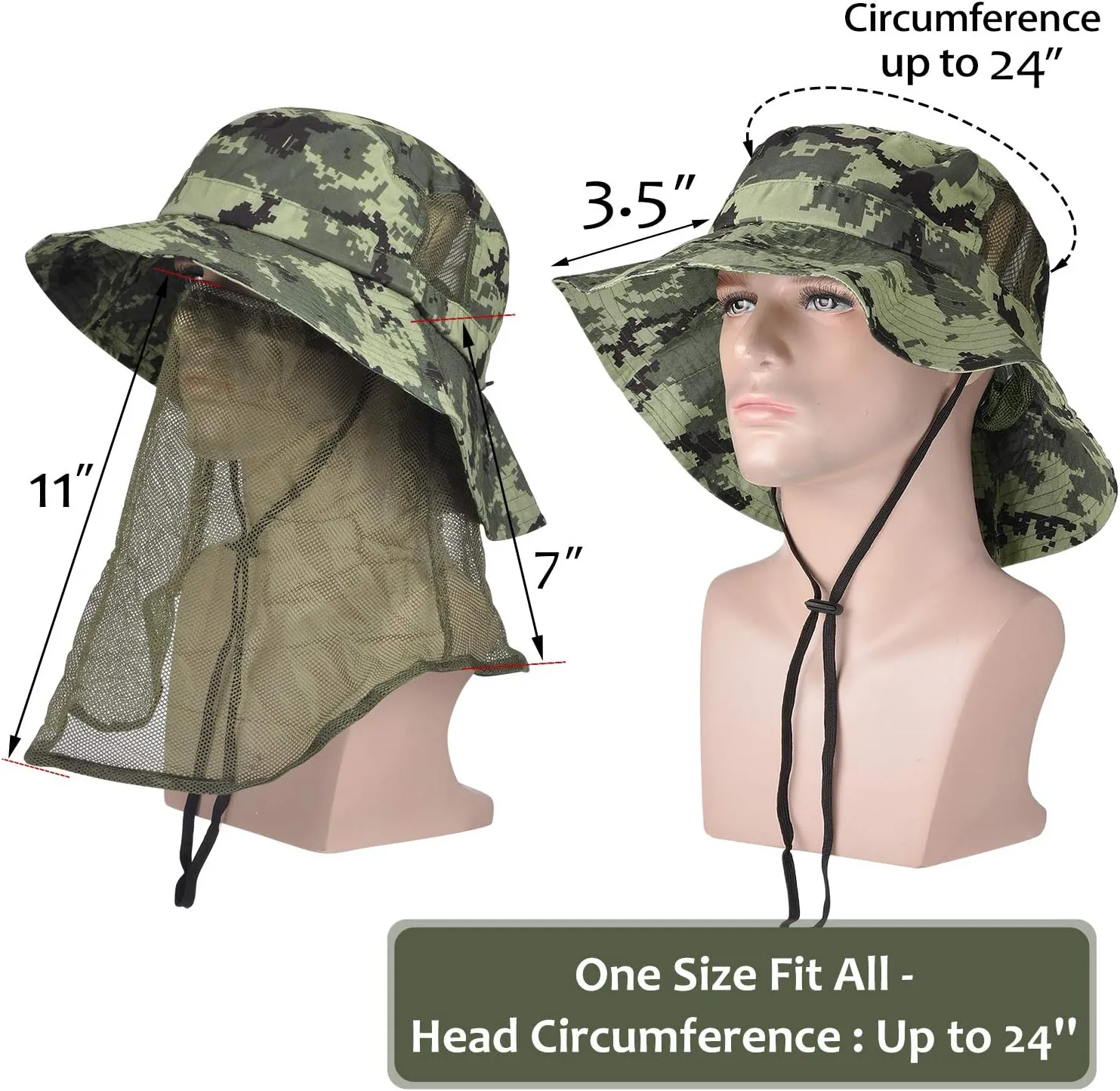 Tirrinia Neck Flap Sun Hat with Wide Brim,UPF 50  Hiking Safari Fishing Caps for Men Women, Ideal for Outdoor