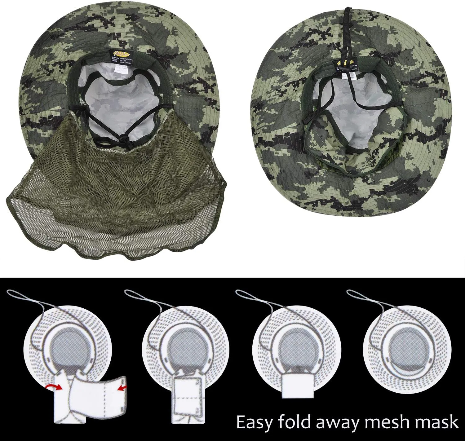 Tirrinia Neck Flap Sun Hat with Wide Brim,UPF 50  Hiking Safari Fishing Caps for Men Women, Ideal for Outdoor