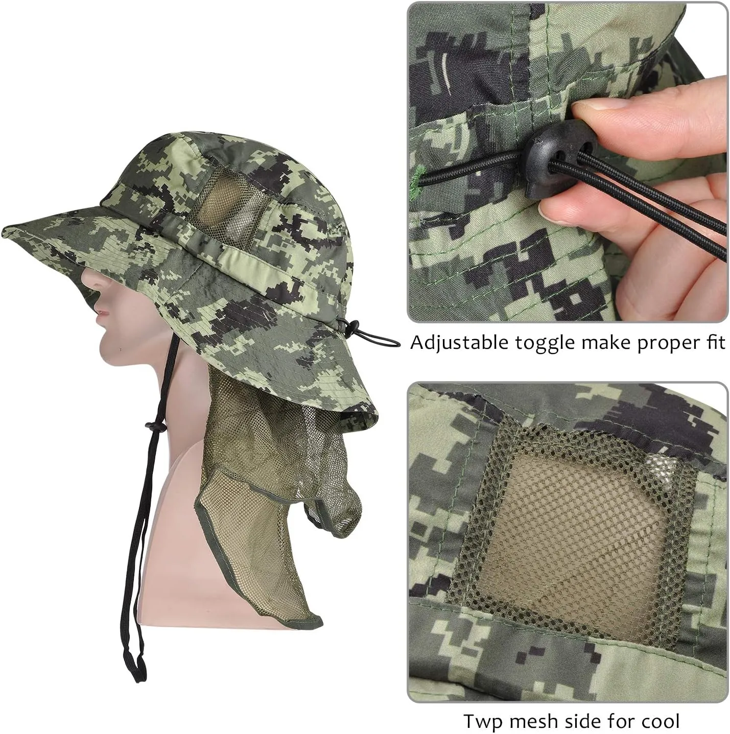 Tirrinia Neck Flap Sun Hat with Wide Brim,UPF 50  Hiking Safari Fishing Caps for Men Women, Ideal for Outdoor