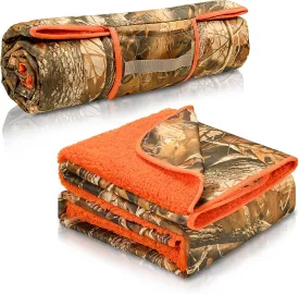 Tirrinia Waterproof Outdoor Blanket with Sherpa Lining, Windproof Triple Layers Warm Comfy Foldable for Camping Stadium, Beach, Picnic, Grass, Concerts, Car, Dog, 51''X 59'' & 59''X 80''