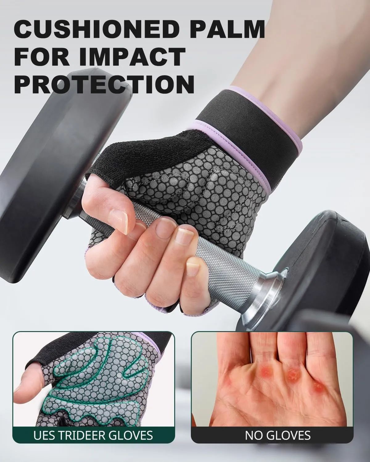 Trideer Weight Lifting Gloves for Women with Wrist Wraps Support, Workout Gloves for Women, Full Palm Protection, Grip for Gym Training, Fitness, Weightlifting, Exercise