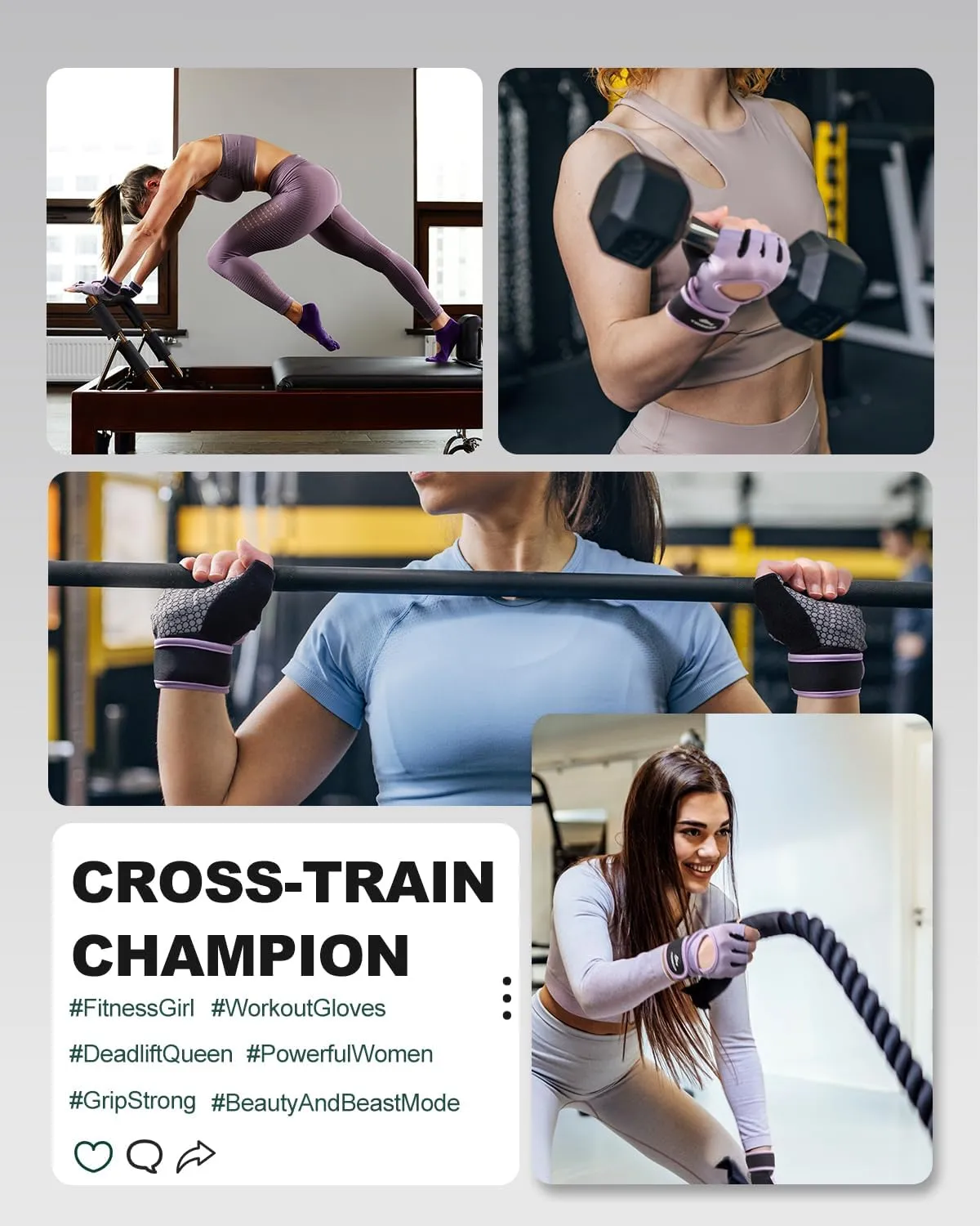 Trideer Weight Lifting Gloves for Women with Wrist Wraps Support, Workout Gloves for Women, Full Palm Protection, Grip for Gym Training, Fitness, Weightlifting, Exercise