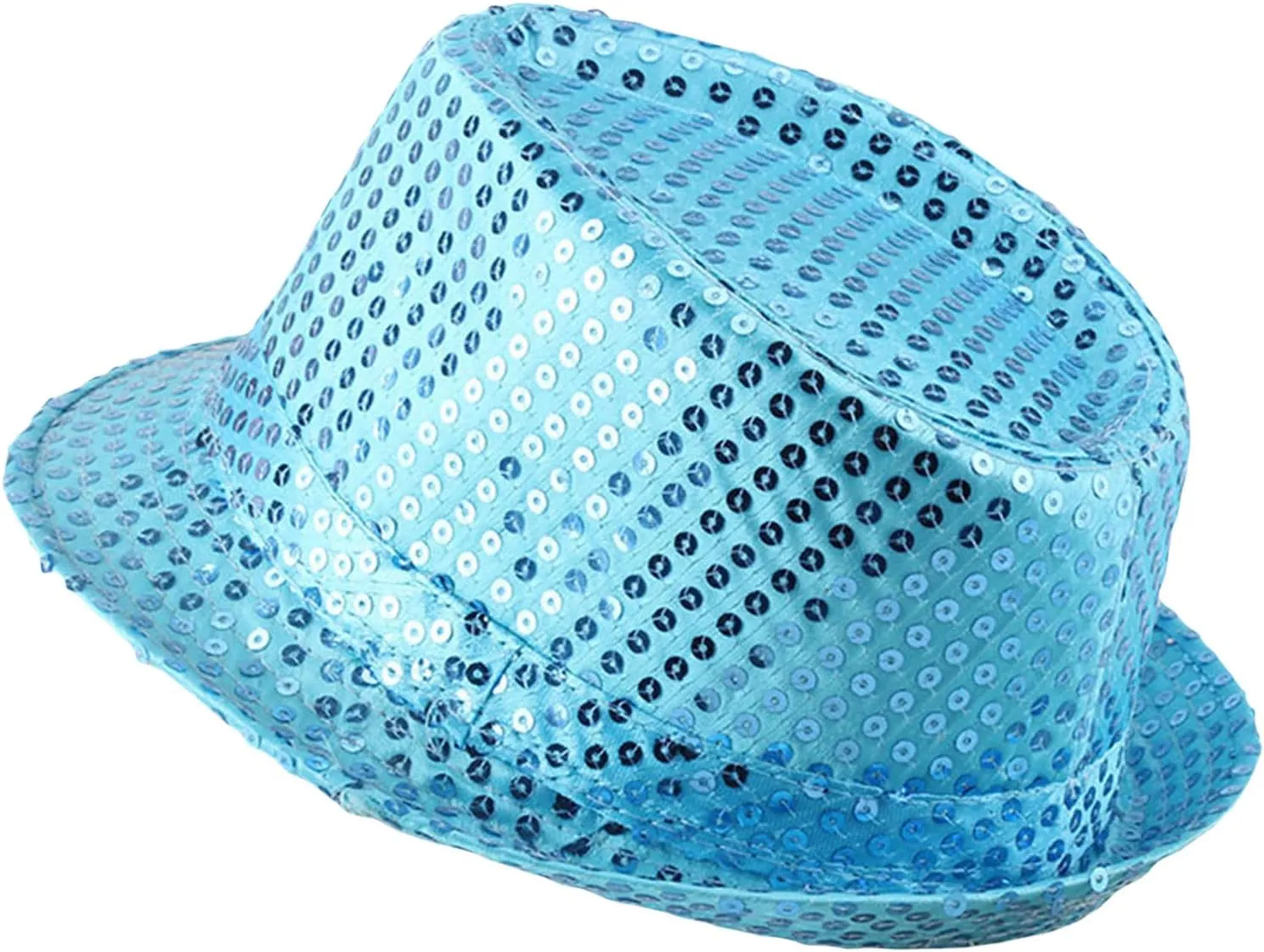 UAURORAO Women Men Sequin Mj Fedora Hat Glitter 1920s Gangster Hat Sparkly Western Jazz Disco Cap Unisex Party Costume