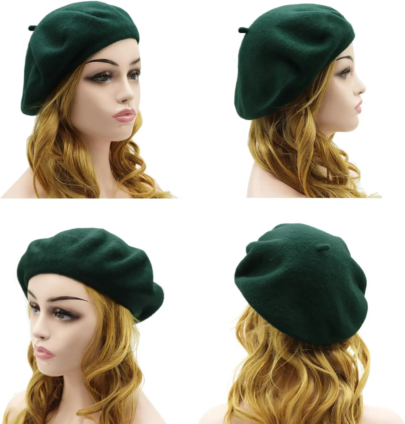 Wheebo Wool Beret Hat,Solid Color French Style Winter Warm Cap for Women Girls Lady