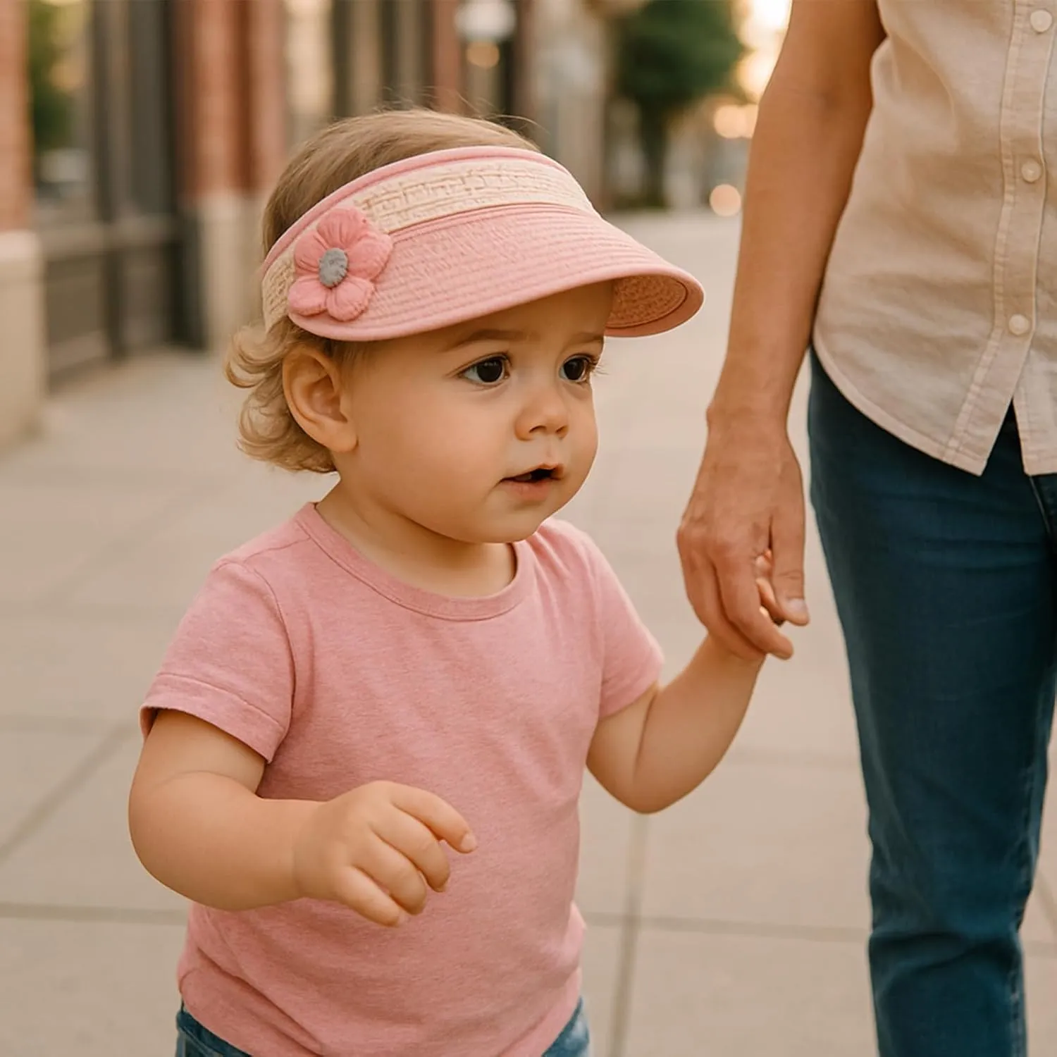 Winmany Toddler Girls Straw Hat Cute Lace Flower Kids Sun Hat Roll-up Summer Sun Visor Beach Caps for 1-3 Years