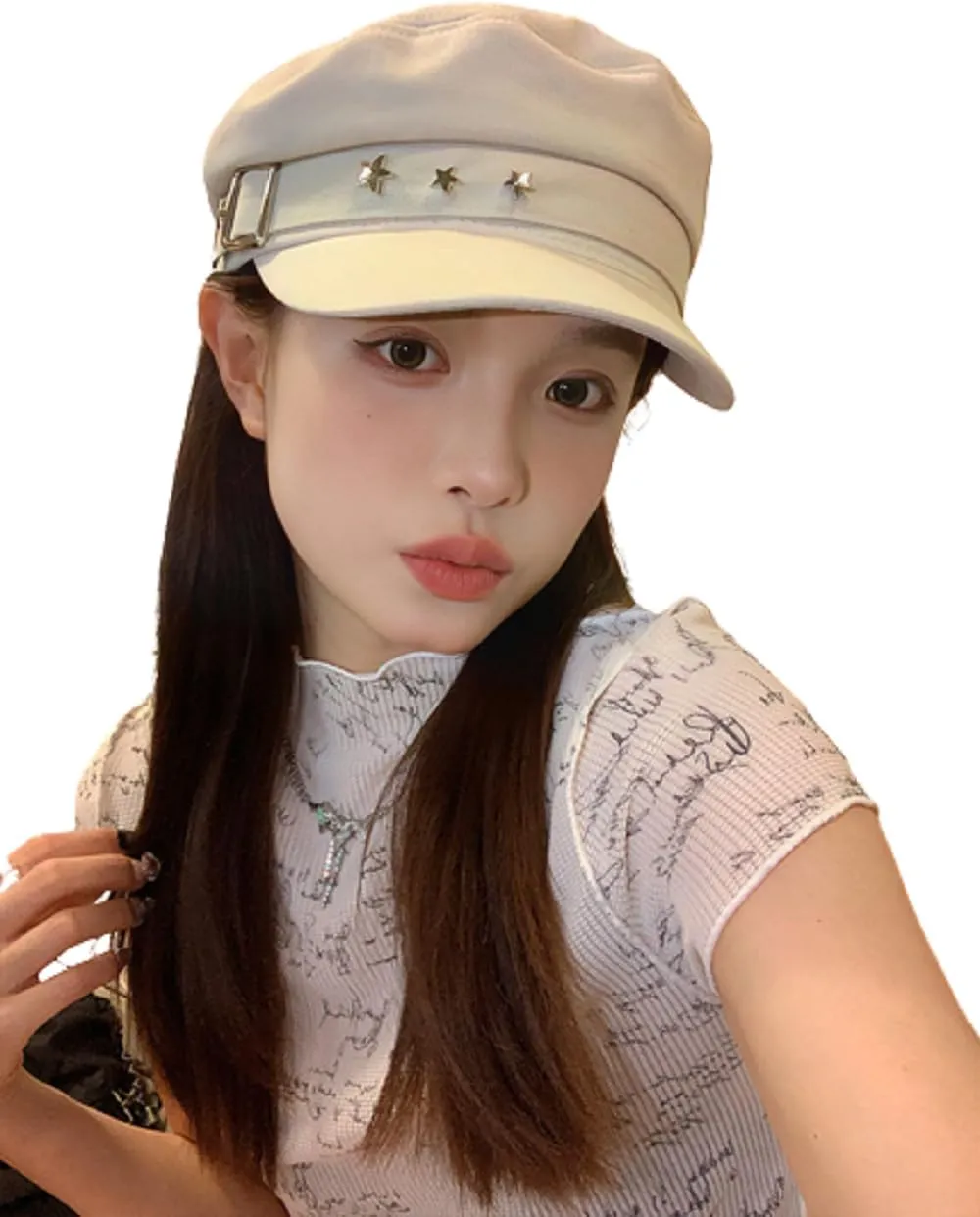 Women Girls Y2K Star Beret Fashion Newsboy Caps Warm Visor Beret Vintage Cabbie for Ladies