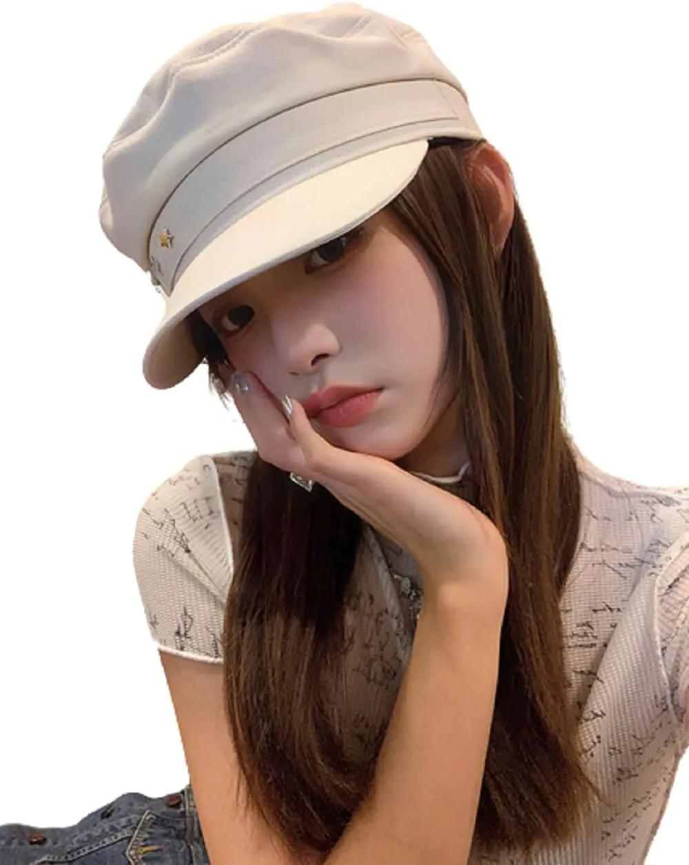 Women Girls Y2K Star Beret Fashion Newsboy Caps Warm Visor Beret Vintage Cabbie for Ladies
