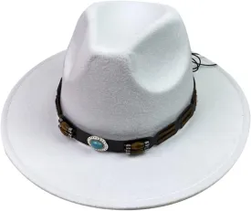 Wool Fedora Hat for Men Panama Hat Wide Brim Flat Top Cap Fedora Hat Party Church Hats