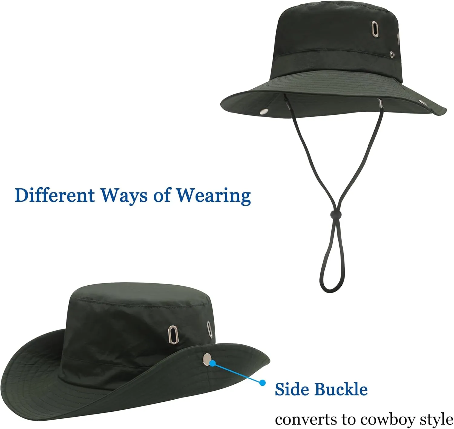 ZLYC Mens Waterproof Camo Sun Hat Wide Brim Packable Outdoor Mesh Fishing Bucket Hats