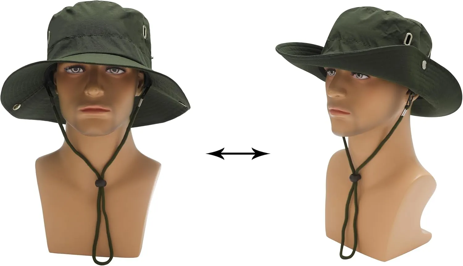 ZLYC Mens Waterproof Camo Sun Hat Wide Brim Packable Outdoor Mesh Fishing Bucket Hats